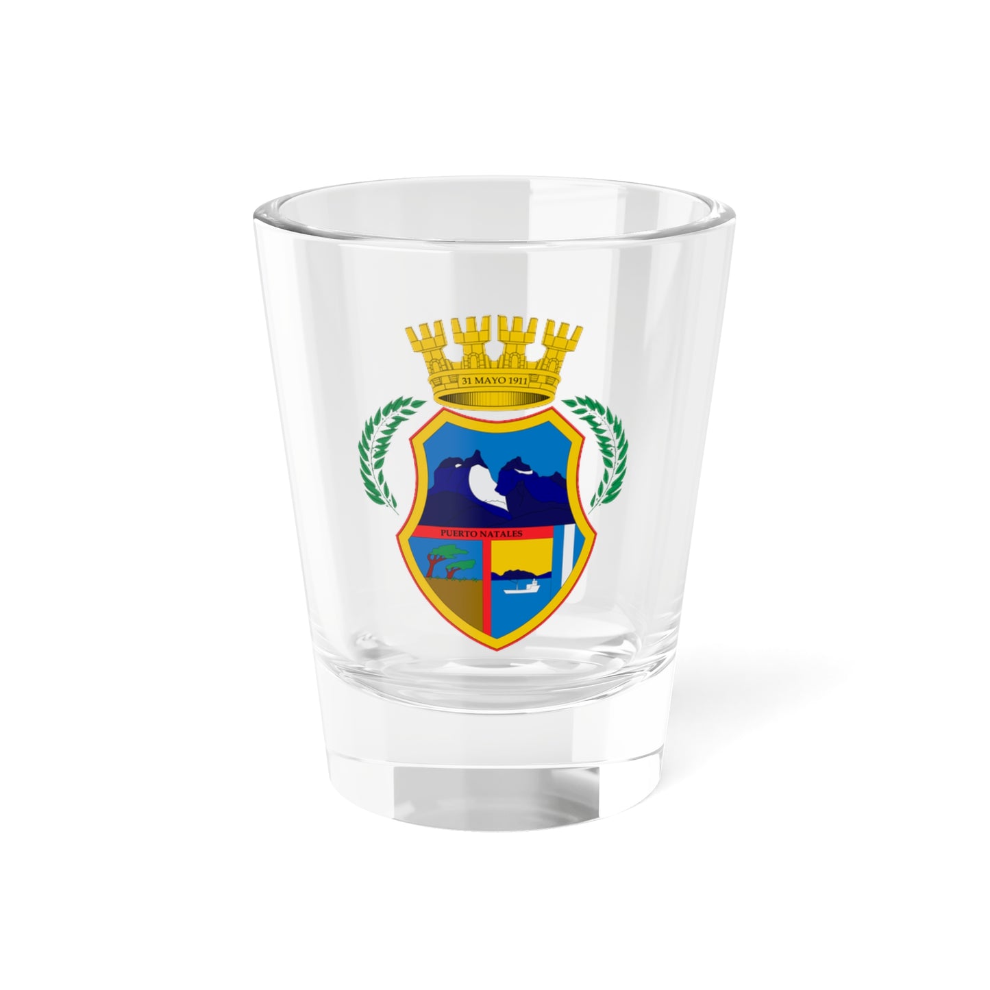 Escudo de Natales (Chile) (Coat of Arms) Shot Glass 1.5oz
