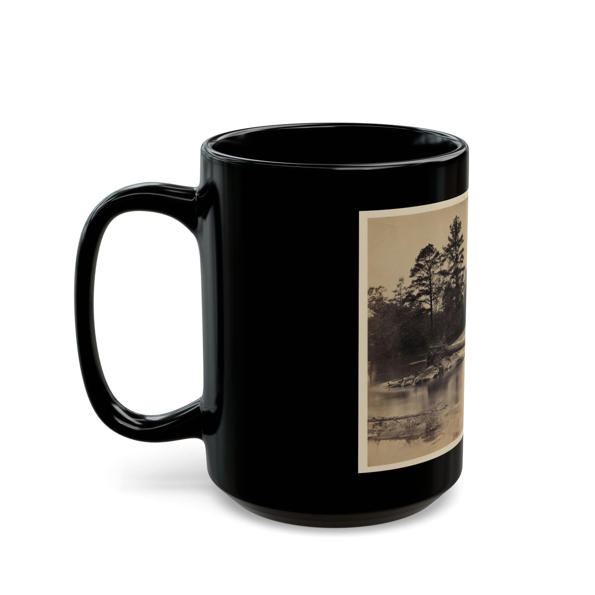 Fallen Tree Across Hazel River, Virginia (U.S. Civil War) Black Coffee Mug