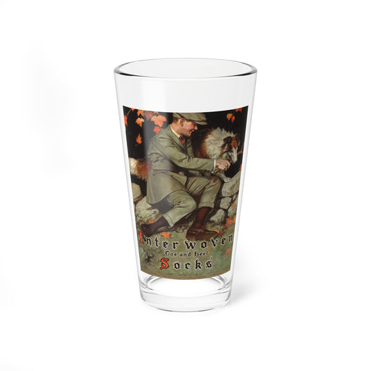 Interwoven Socks ad illustration, c. 1920-1925 - Pint Glass 16oz