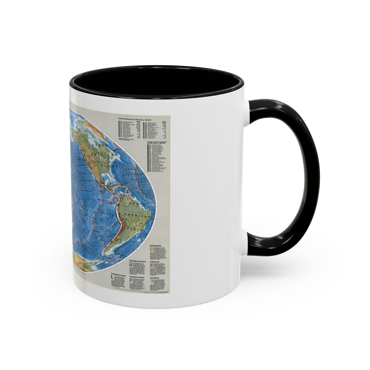 World Map - Tectonic Plates (1999) (Map) Accent Coffee Mug