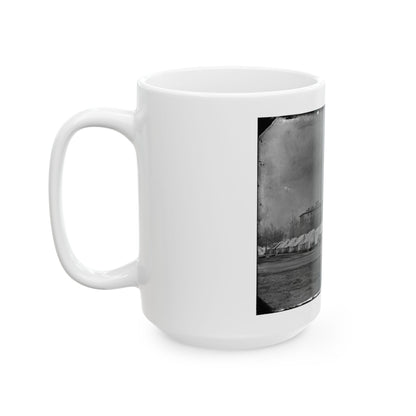 Washington, D.C. Hospital Tents At Camp Carver, With Columbian College Building (U.S. Civil War) White Coffee Mug
