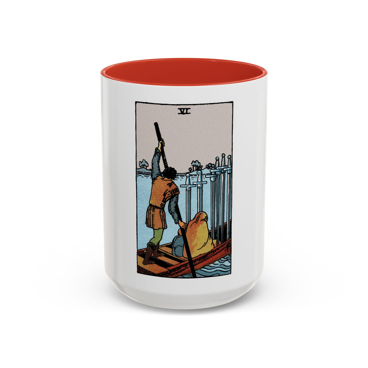 The 6 of Swords (Tarot Card) Accent Coffee Mug