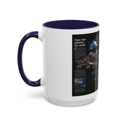 How Man Pollutes His World (1970) (Map) Accent Coffee Mug