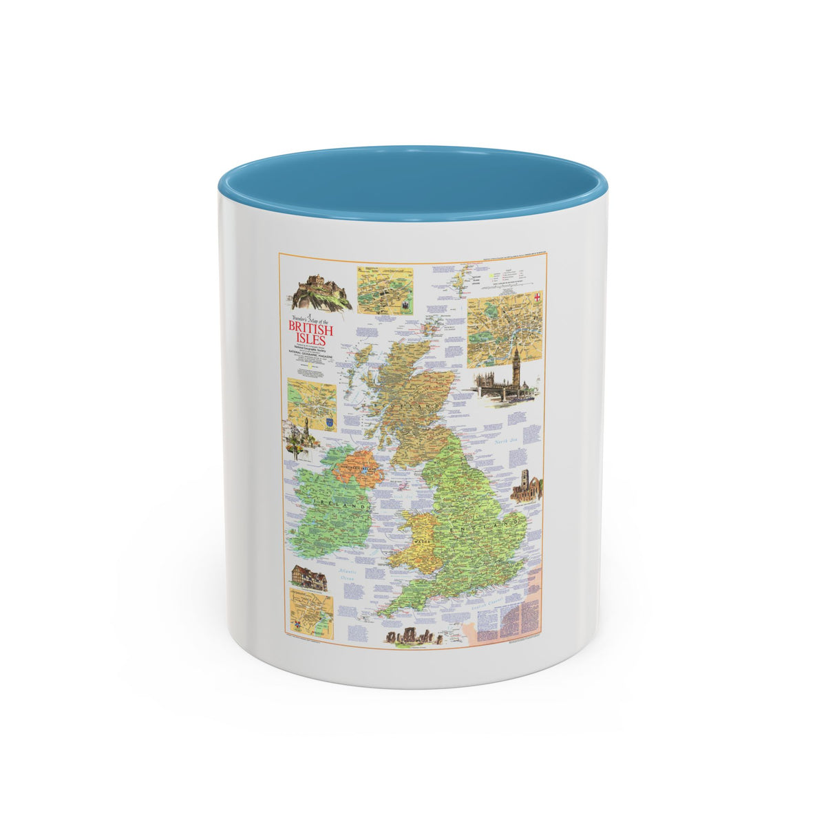 British Isles - A Traveller's Map 1 (1974) (Map) Accent Coffee Mug