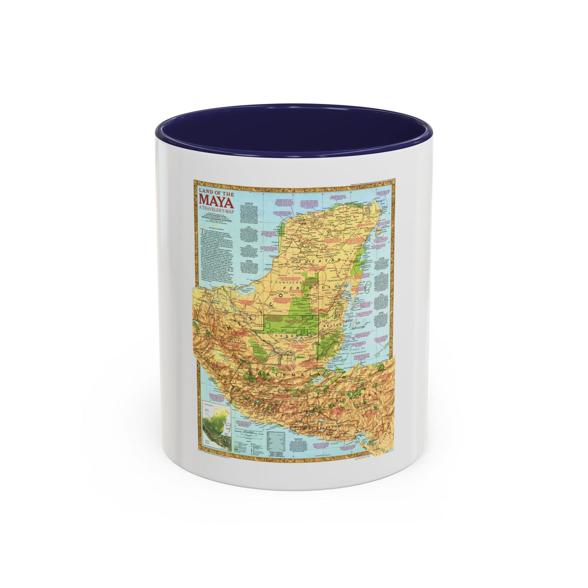 North America - Land of the Maya, A Traveller's Map (1990) (Map) Accent Coffee Mug