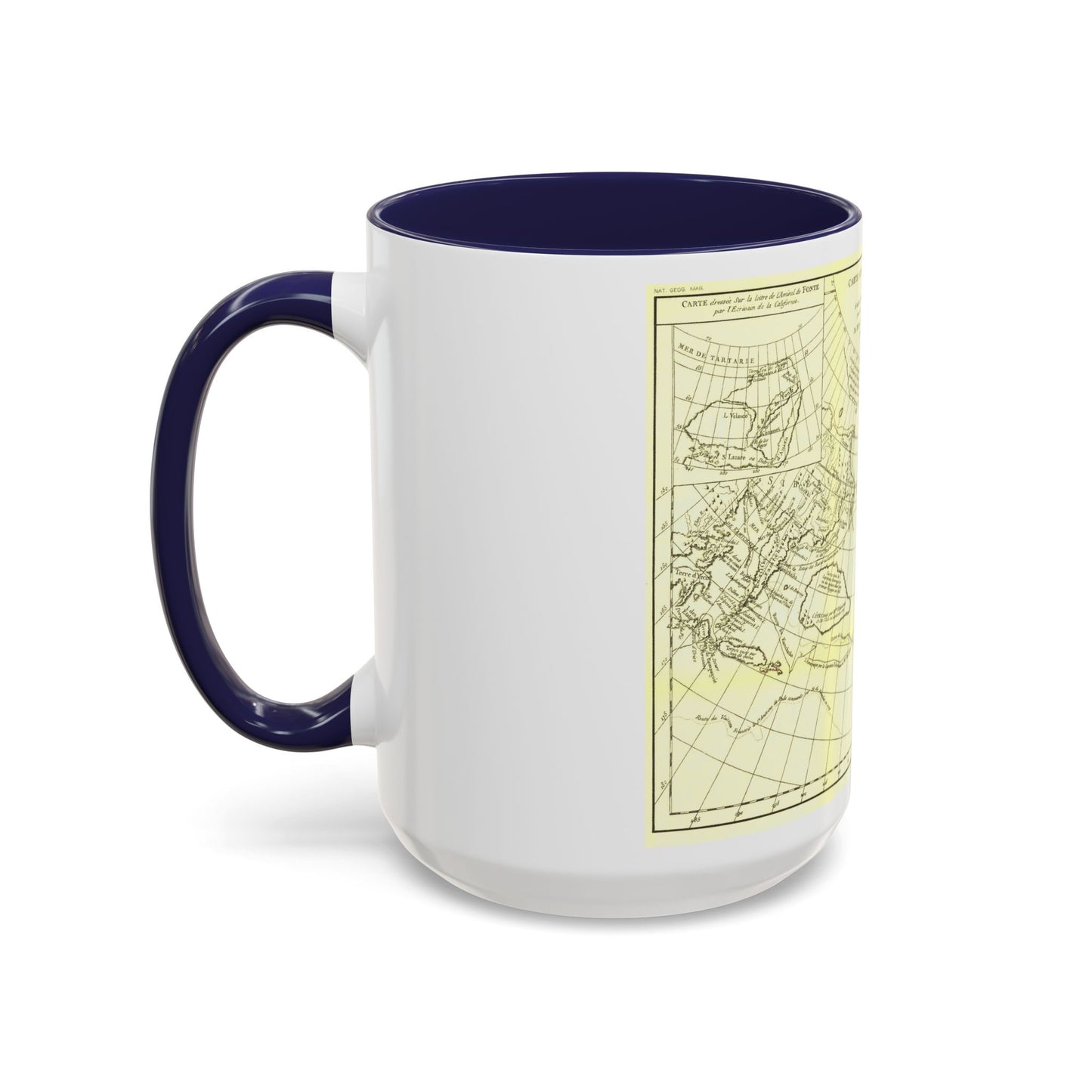 Carte Generale des Decouvertes de l'Amiral de Fonte (1762) (Map) Accent Coffee Mug