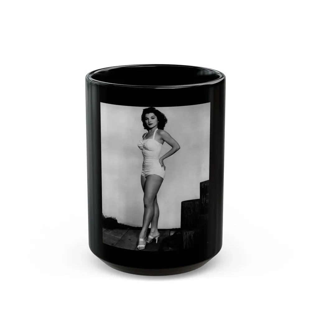 Debra Paget #264 - 8x10 Full Body 1-Piece White Swimsuit Cheesecake Photo Re-Strike from Mid 50's 2 (Vintage Female Icon) Black Coffee Mug-15oz-Go Mug Yourself