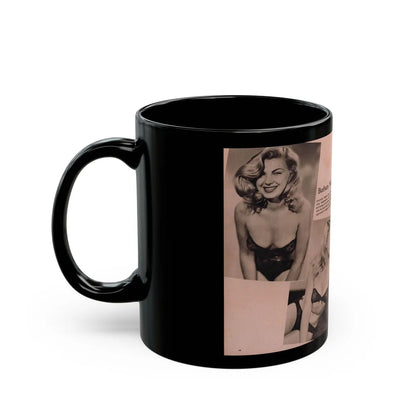 Barbara Nichols #429 - 2 Pages, 3 B&W Photos & Caption from Cover Girl Models Mag. Nov. '49 (Vintage Female Icon) Black Coffee Mug-Go Mug Yourself