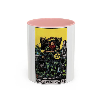 The King of Pentacles (Tarot Card) Accent Coffee Mug-11oz-Pink-Go Mug Yourself