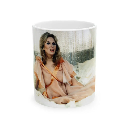 Julie Ege #219 - Color 8x10 Nearly Full Body Glamour Bed Shot from Early 70's (Vintage Female Icon) White Coffee Mug-11oz-Go Mug Yourself