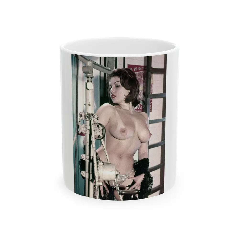 June Palmer #368 - Topless (Vintage Female Icon) White Coffee Mug-11oz-Go Mug Yourself