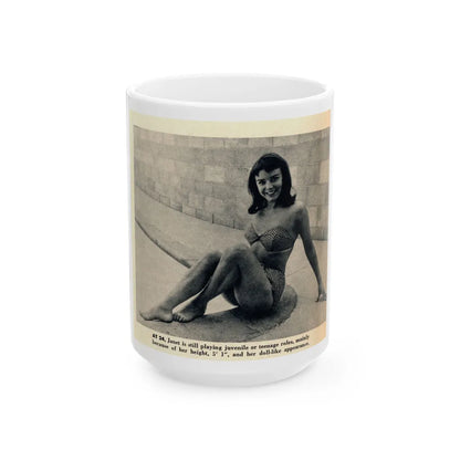 Janet Munro #34 8x10 Late 50's Magazine Page Pin-Up with Caption from Article (Vintage Female Icon) White Coffee Mug-15oz-Go Mug Yourself