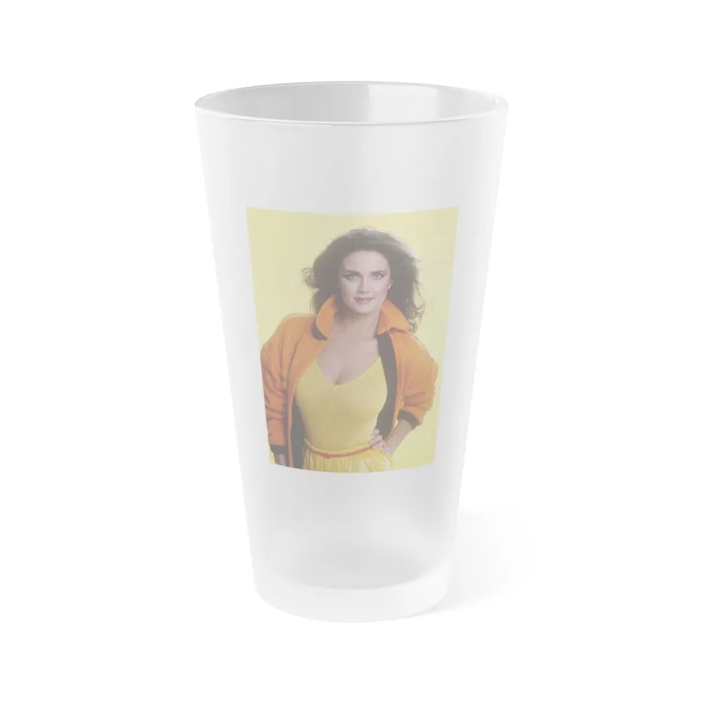 Lynda Carter #180 (Vintage Female Icon) Frosted Pint 16oz-16oz-Frosted-Go Mug Yourself