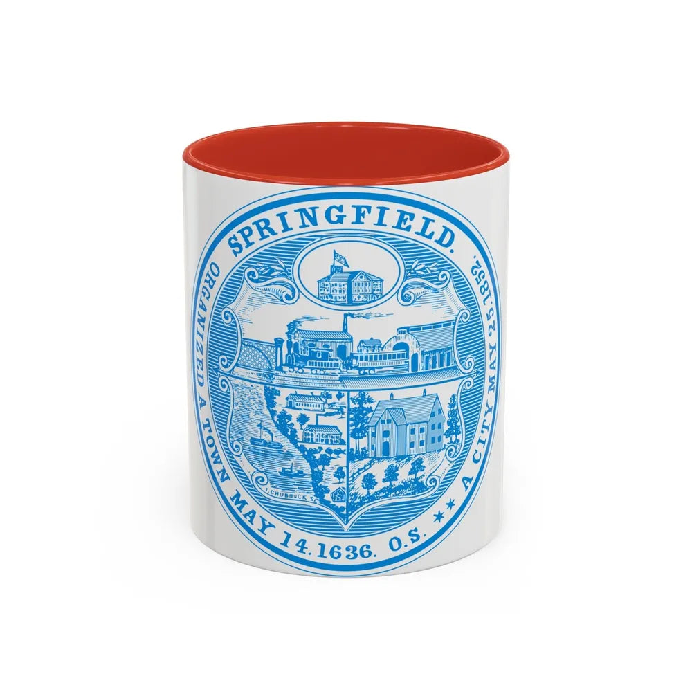 Seal of Springfield Massachusetts - Accent Coffee Mug-11oz-Red-Go Mug Yourself