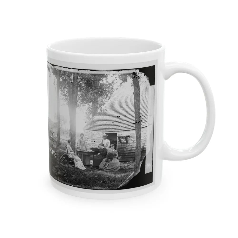 Cedar Mountain, Va. Family Group Before The House In Which Gen. Charles S. Winder (C.S.A.) Died (U.S. Civil War) White Coffee Mug-Go Mug Yourself