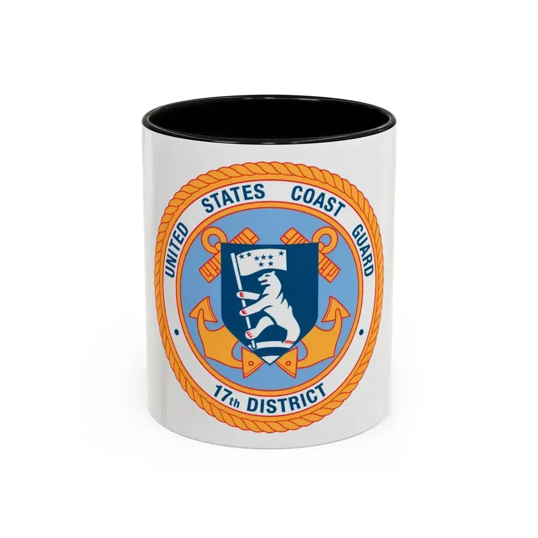 17th CG District (U.S. Coast Guard) Accent Coffee Mug 11oz Black - Go Mug Yourself