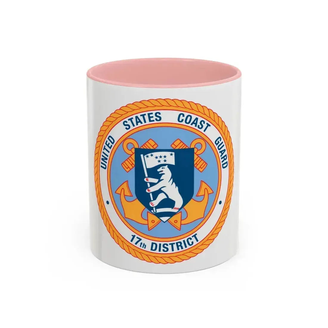 17th CG District (U.S. Coast Guard) Accent Coffee Mug 11oz Pink - Go Mug Yourself
