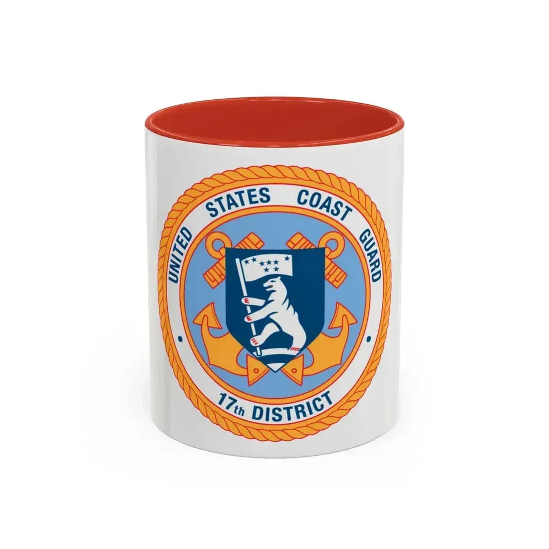 17th CG District (U.S. Coast Guard) Accent Coffee Mug 11oz Red - Go Mug Yourself