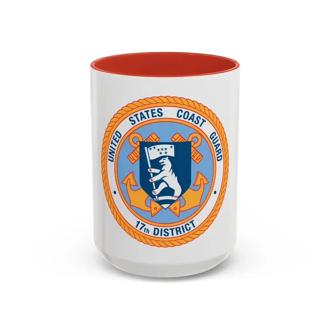 17th CG District (U.S. Coast Guard) Accent Coffee Mug 15oz Red - Go Mug Yourself