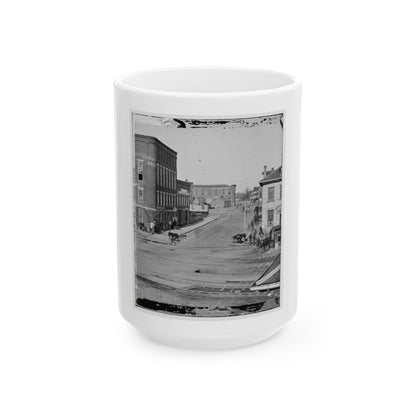Atlanta, Georgia. Northward View Across The Tracks On Whitehall Street. Concert Hall On Left (U.S. Civil War) White Coffee Mug