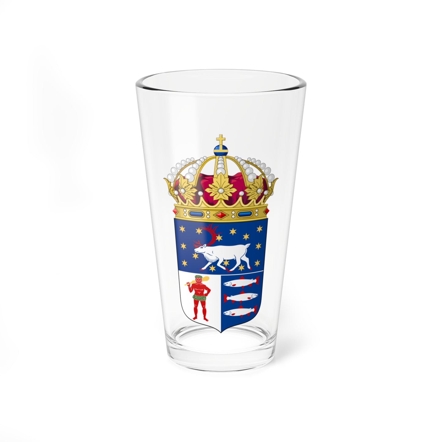 Västerbottens läns vapen crowned (Sweden) (Coat of Arms) Pint Glass 16oz