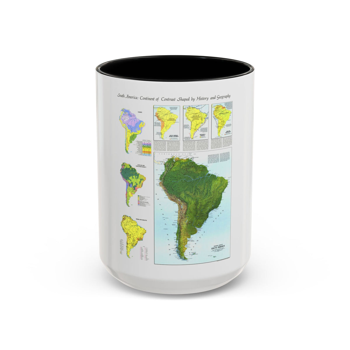 South America - Physical Map (1972) (Map) Accent Coffee Mug