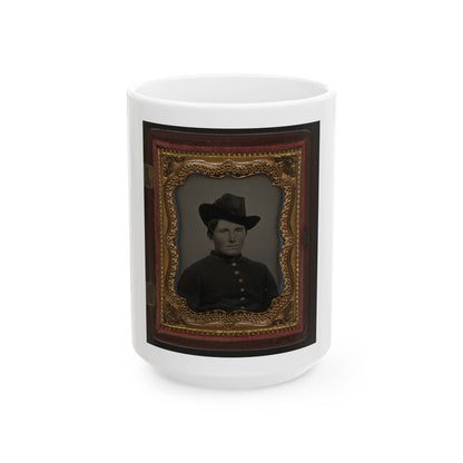 Unidentified Soldier In Union Uniform And Slouch Hat 002 (U.S. Civil War) White Coffee Mug