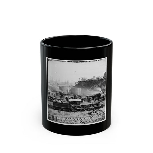 City Point, Va.  Gen. J. C. Robinson  And Other Locomotives Of The U.S. Military Railroad (U.S. Civil War) Black Coffee Mug