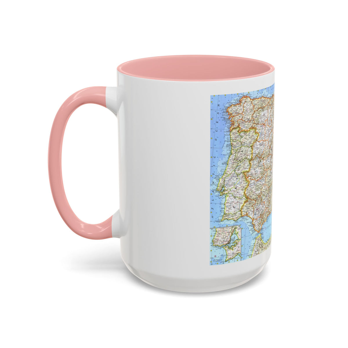Spain and Portugal (1965) (Map) Accent Coffee Mug