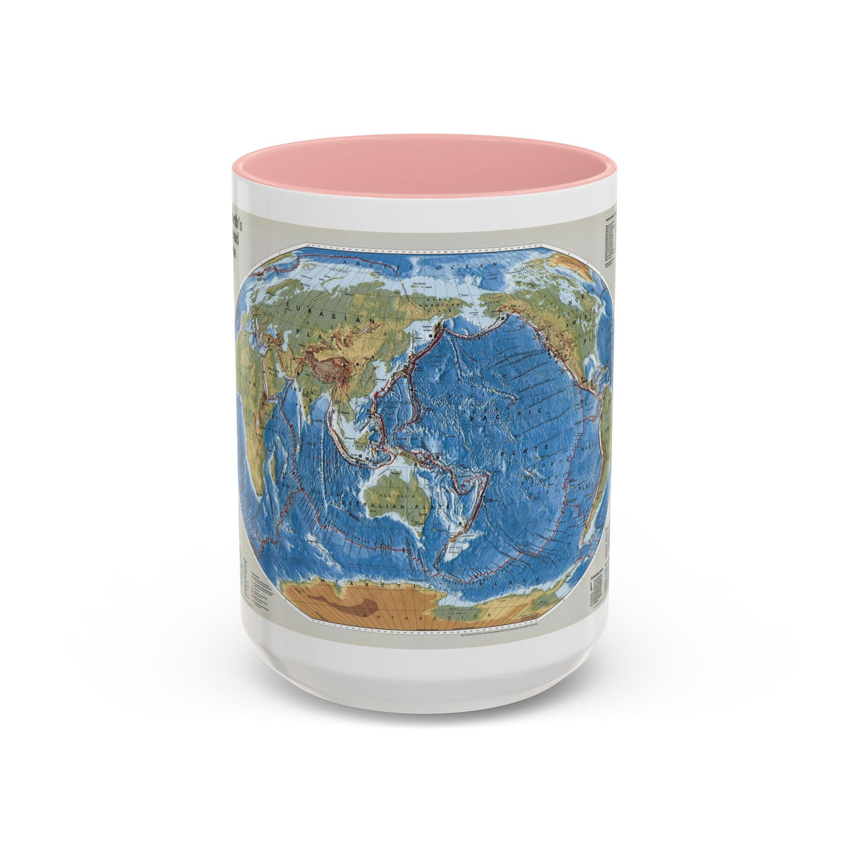 World Map - Tectonic Plates (1999) (Map) Accent Coffee Mug