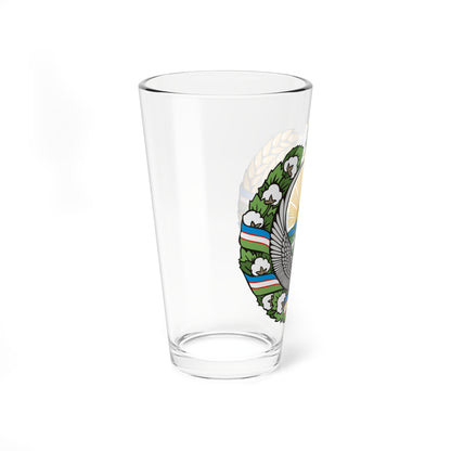 Emblem of Uzbekistan cyrillic- (Uzbekistan) (Coat of Arms) Pint Glass 16oz