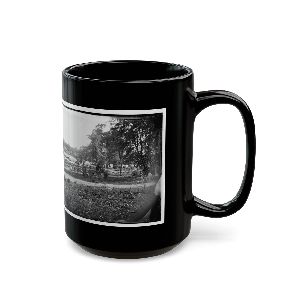 Petersburg, Virginia (Vicinity). View Of James River And Photographic Wagon Of Engineer Corps (U.S. Civil War) Black Coffee Mug