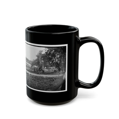 Petersburg, Virginia (Vicinity). View Of James River And Photographic Wagon Of Engineer Corps (U.S. Civil War) Black Coffee Mug