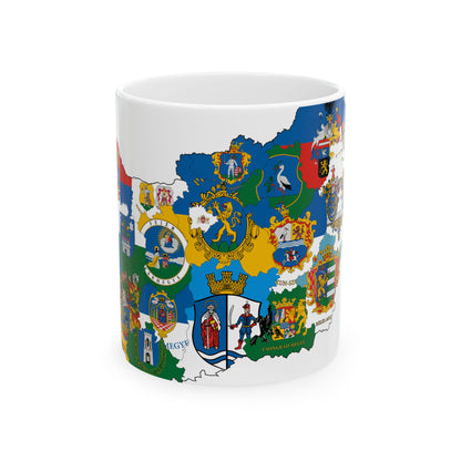 Flag-map of Hungary subdivisions (Hungary) White Coffee Mug