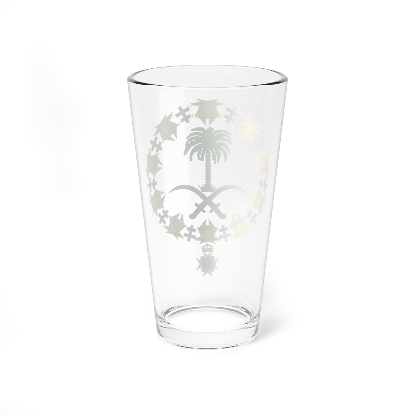 Emblem of Fahd of Saudi Arabia Order of the Seraphim (Saudi Arabia) (Coat of Arms) Pint Glass 16oz