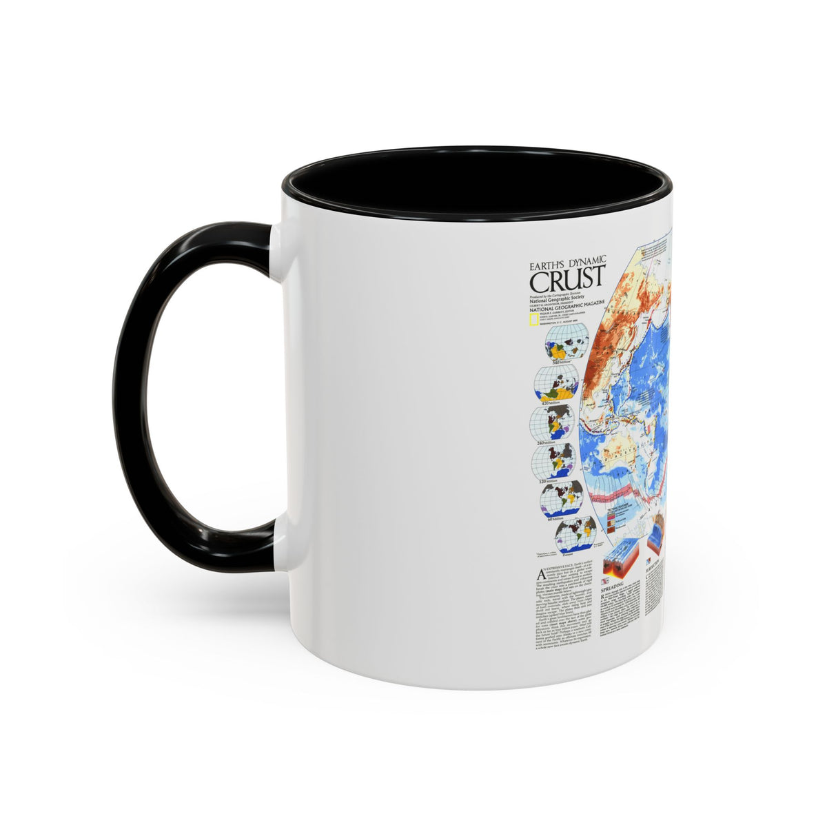 World Map - Earth's Dynamic Crust (1985) (Map) Accent Coffee Mug