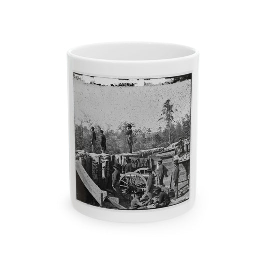 Atlanta, Georgia. Sherman's Men In Confederate Fort East Of Atlanta (U.S. Civil War) White Coffee Mug