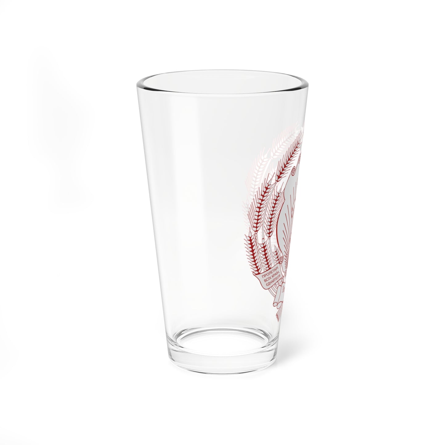 Emblem of the Ukrainian SSR printed version FireBrick (Soviet Union) (Coat of Arms) Pint Glass 16oz