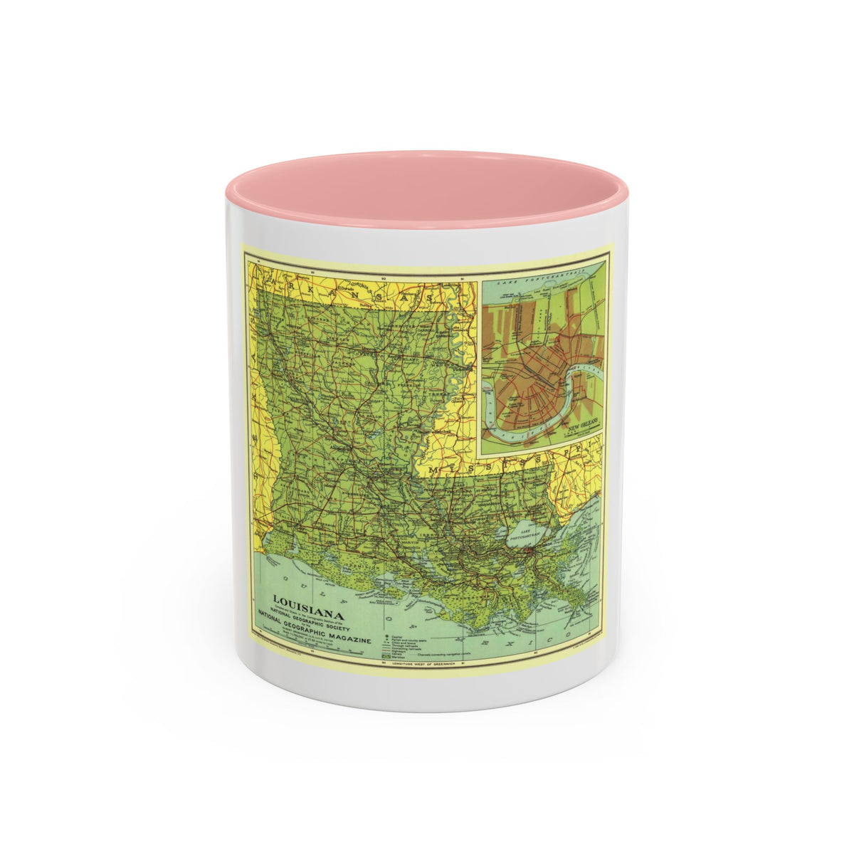 USA - Louisiana (1930) (Map) Accent Coffee Mug