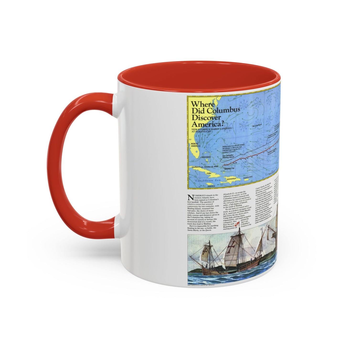 Americas - Where Did Columbus Discover America (1987) (Map) Accent Coffee Mug