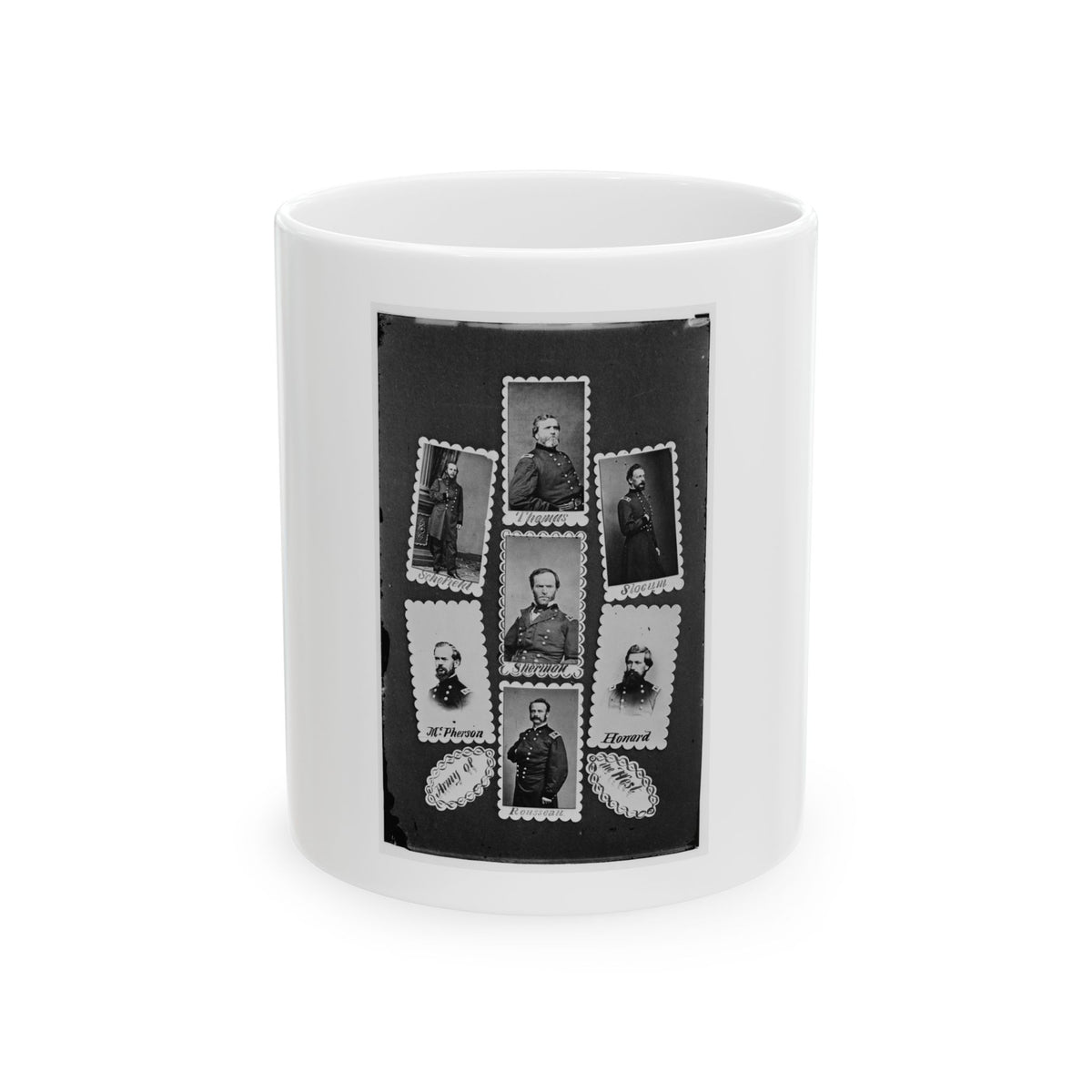 Army Of The West  Schofield, Thomas, Slocum, Mcpherson, Sherman, Howard, And Rousseau(2) (U.S. Civil War) White Coffee Mug