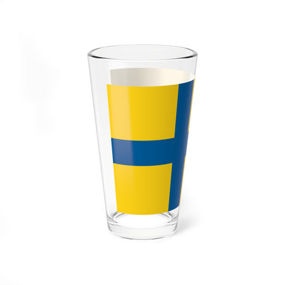 Flag of Ostergotland (Sweden) Pint Glass 16oz