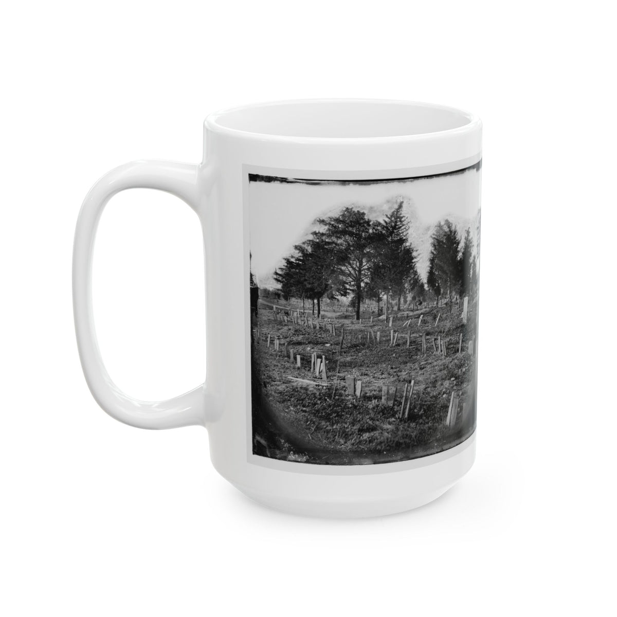 Richmond, Va. Graves Of Confederate Soldiers In Oakwood Cemetery, With Board Markers (U.S. Civil War) White Coffee Mug