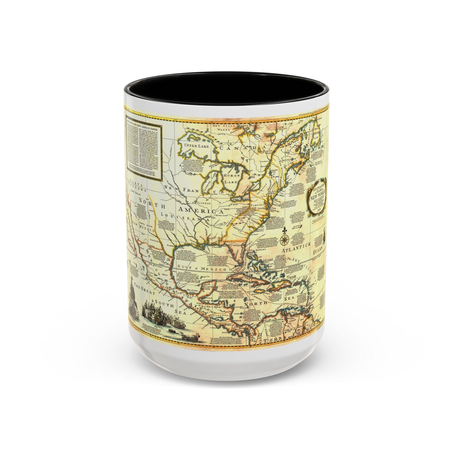 Tasse à café décorative Amérique du Nord - Colonisation et commerce (1977) (carte)