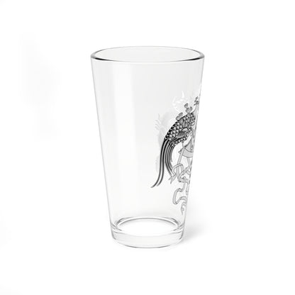 Twelve Symbols national emblem of China black and white (China) (Coat of Arms) Pint Glass 16oz