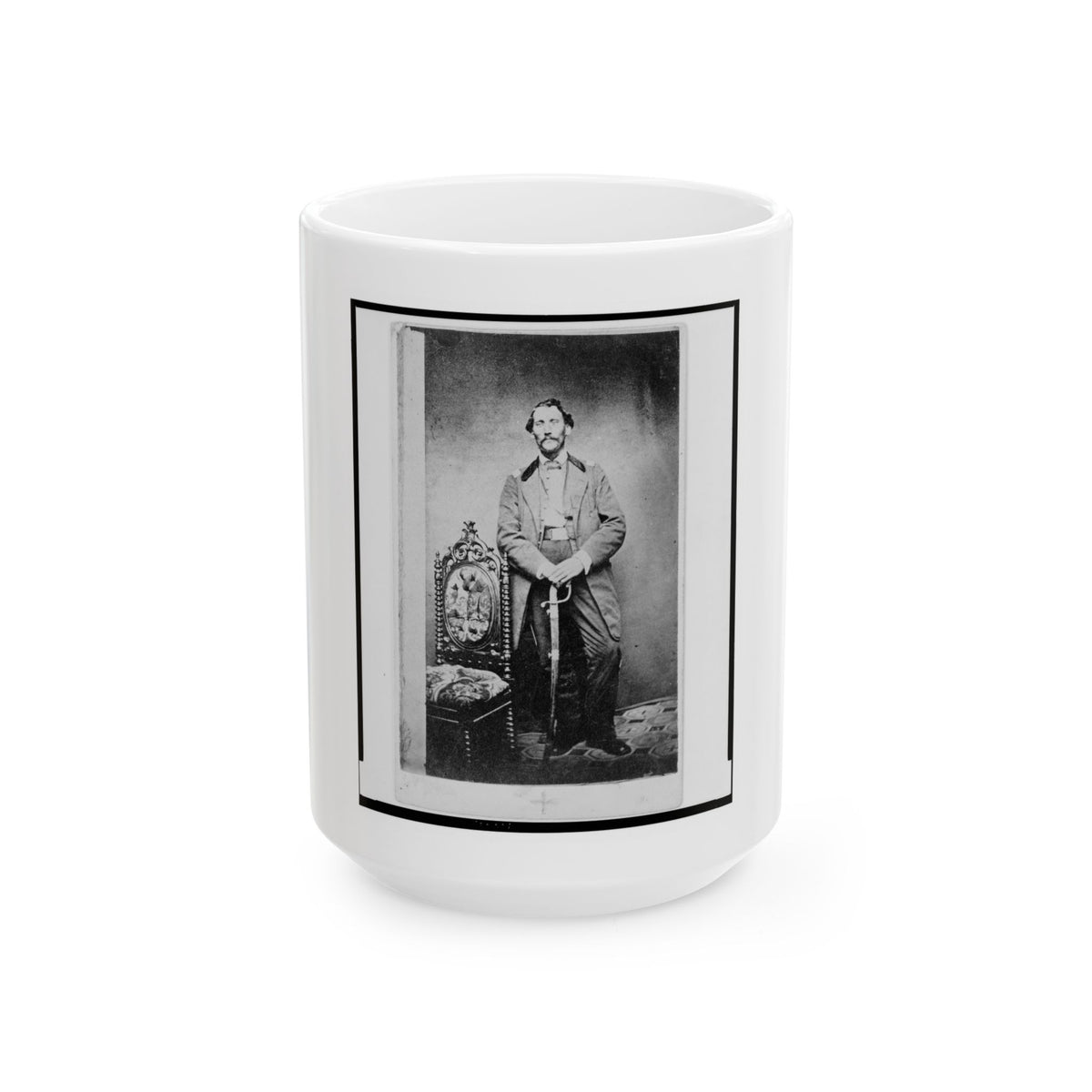 Capt. John D. Ritter, Union Officer In The 32nd Indiana Regiment, Full-Length Portrait, Standing, Facing Front (U.S. Civil War) White Coffee Mug