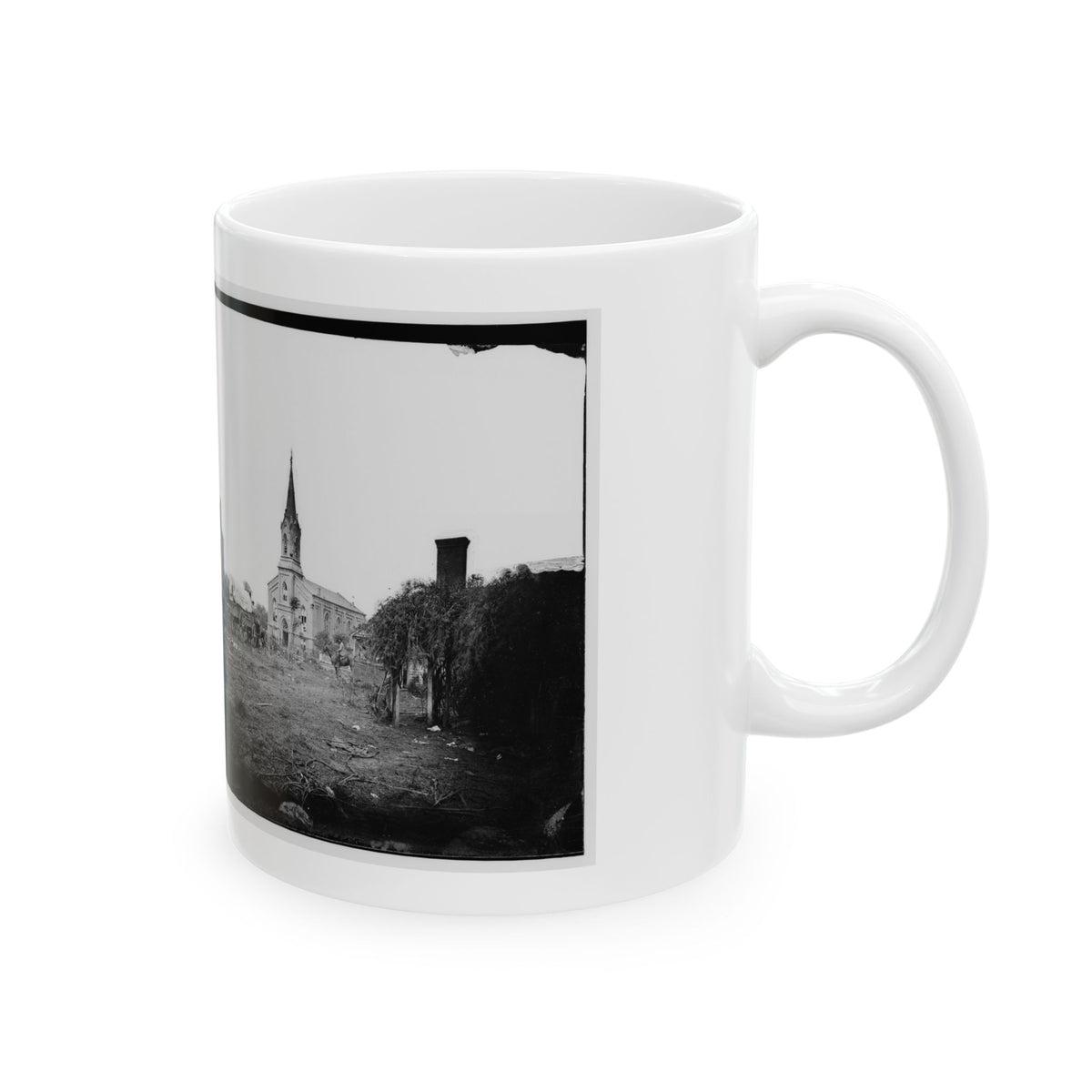 Baptist Church, Fredericksburg, Virginia, From The Backyard Of The Sanitary Commission Depot (U.S. Civil War) White Coffee Mug