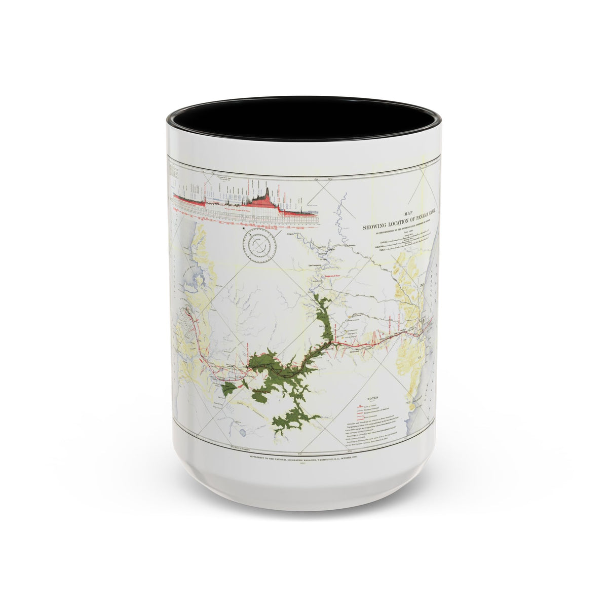 Central America - Panama Canal (1905) (Map) Accent Coffee Mug