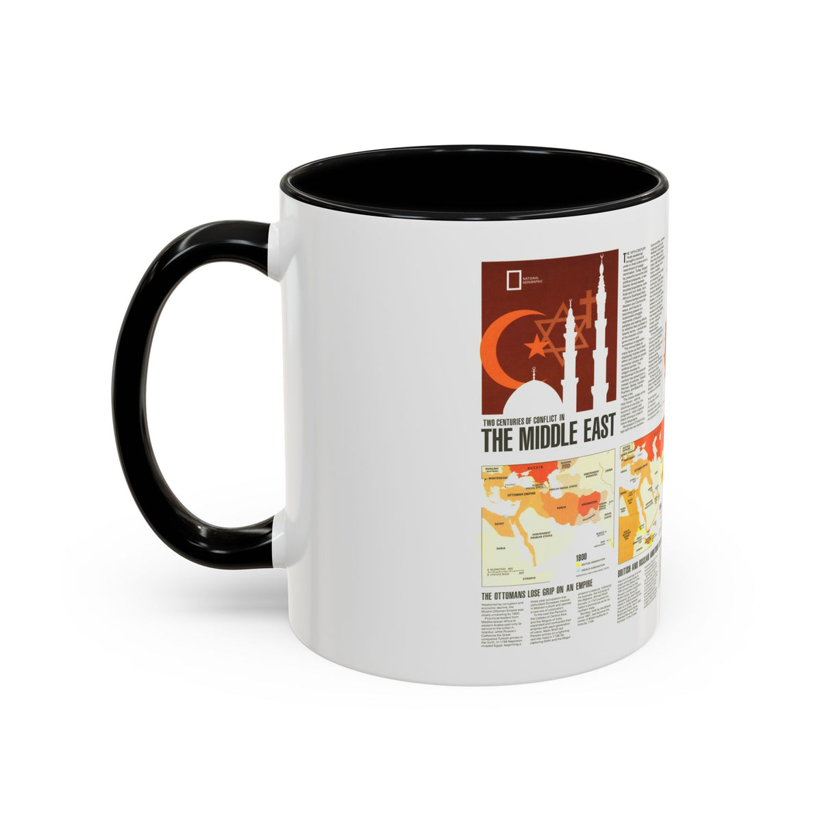 Middle East - Two Centuries of Conflict (1980) (Map) Accent Coffee Mug