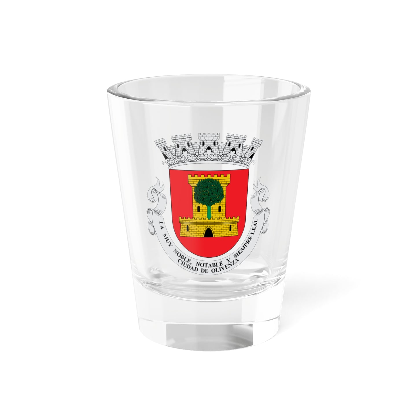 Escudo de Olivenza corona mural (Spain) (Coat of Arms) Shot Glass 1.5oz